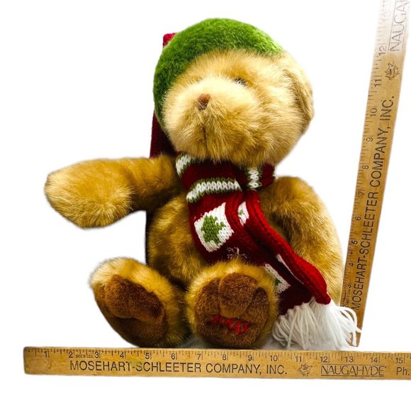 2003 Dillard's Christmas Brown Plush Teddy Bear with Knit Scarf & Hat - Picture 10 of 10